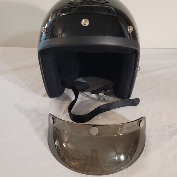 Z1R Open Face Sz M Black Helmet, Smoke Visor Snap Chin Strap Vents - Picture 4 of 12